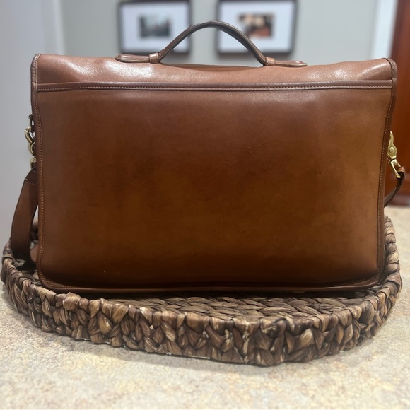 AUTHENTIC Vintage British Tan Leather Coach Briefcase-5264 Lexington 80s Unisex - Picture 2 of 12